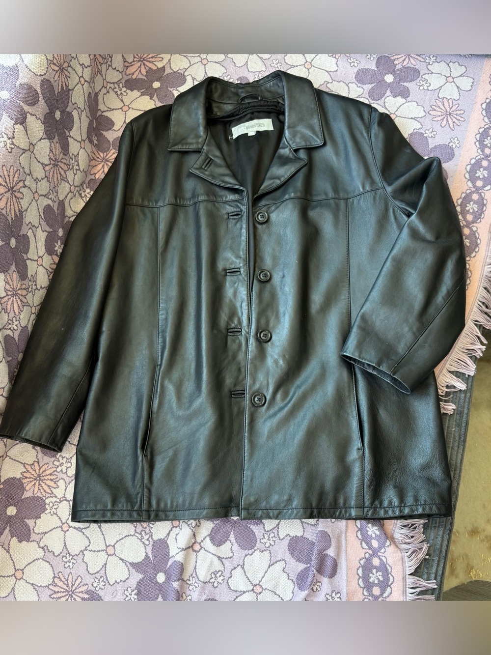 Bod & Christensen Black Leather Car Coat •women's XL• *90's minimalist*